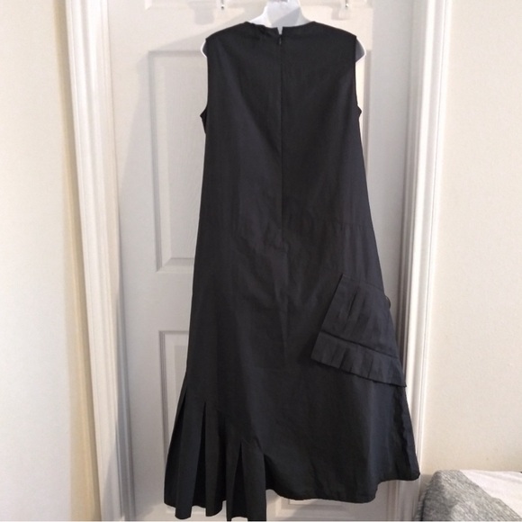 COS - navy midi dress with pleated detail - Picture 3 of 9